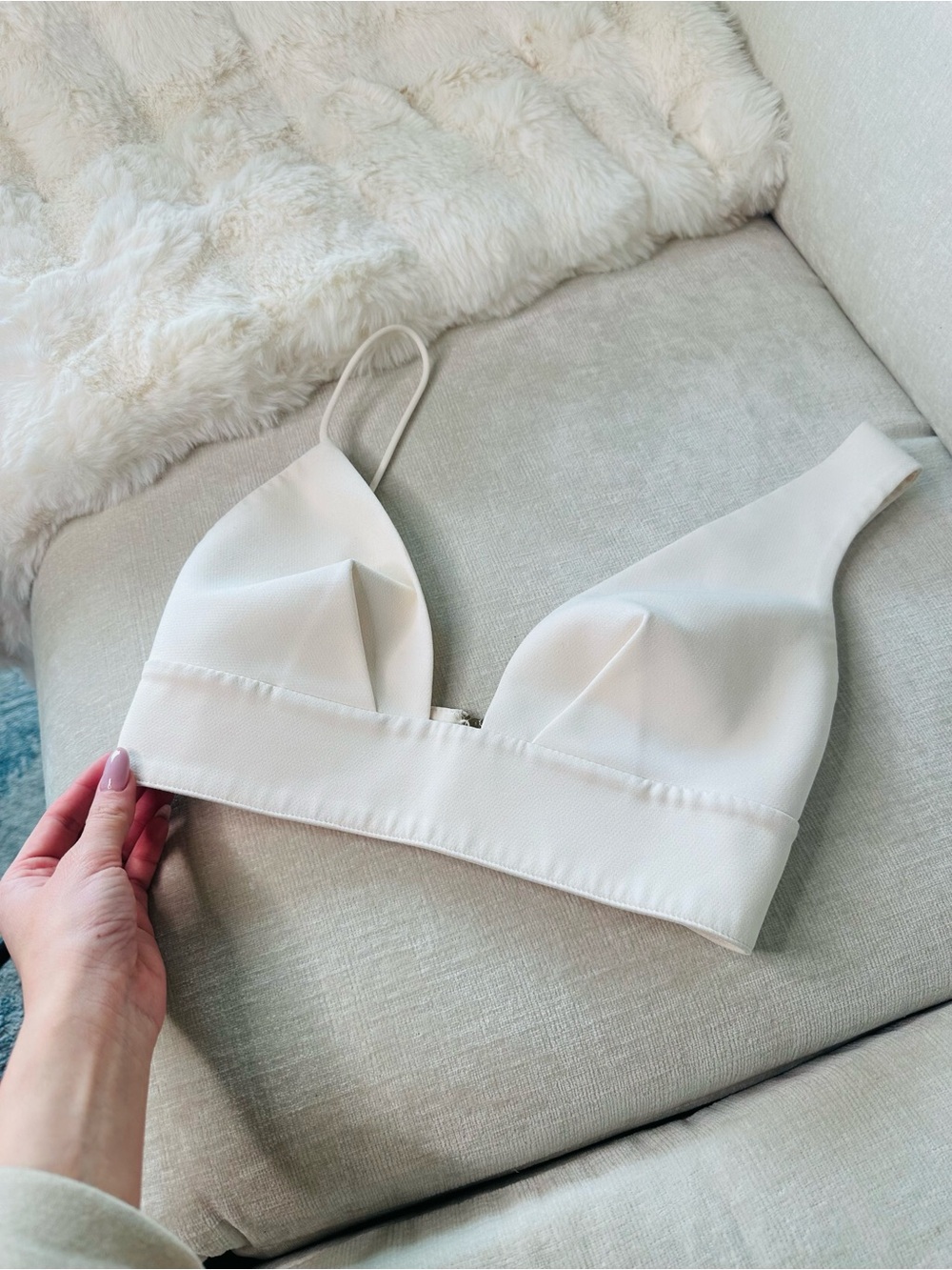 Minimalist Cream Bralette - Lightweight Women's Crop TOP HOUSE OF CB XS
